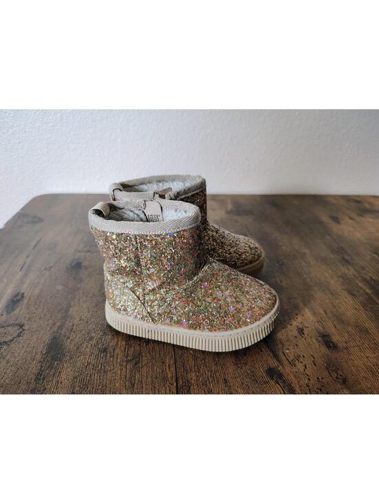 Cat & Jack Other - Cat and Jack Toddler Girls Arlo Zipper Shearling Winter Boot Gold Glitter Sz 5c